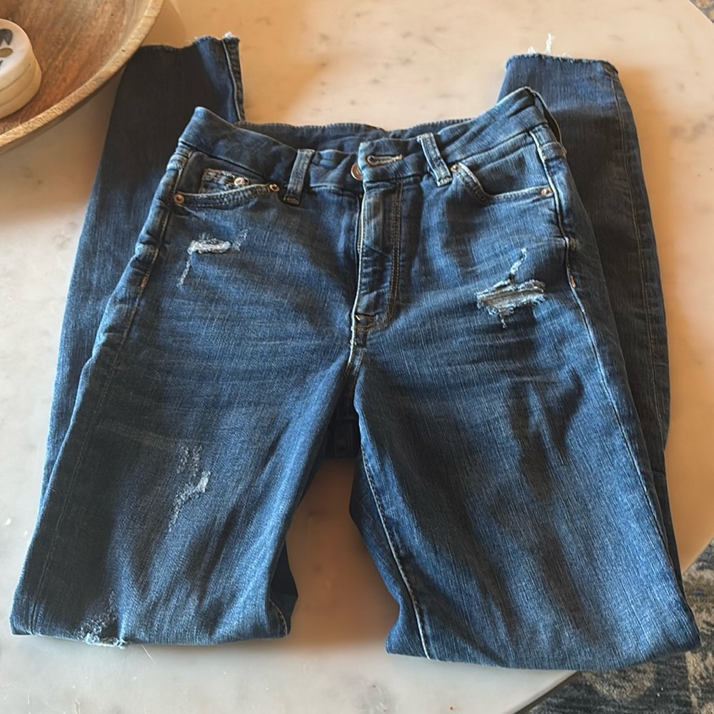 💐 H&M Denim Skinny High Rise Distressed Jeans Sz 0